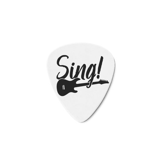 Sing! 1 Sided Guitar Pick - White