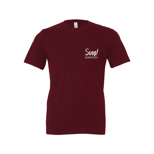 Sing! Nashville Maroon Short Sleeve Adult T-shirt