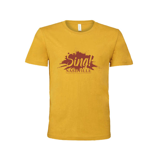 Sing! Nashville Splat Mustard Short Sleeve Adult T-Shirt